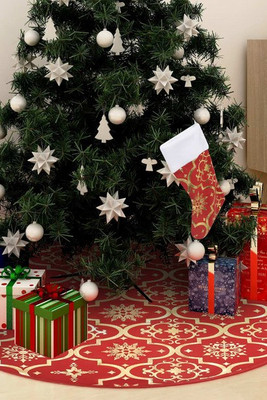 vidaXL 330276 - Jupe de sapin de Noël de luxe avec chaussette 122cm Tissu