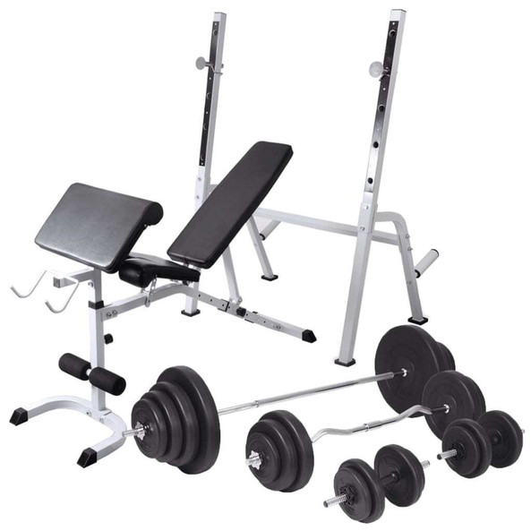vidaXL 275376 - Banc d'entraînement avec support de poids jeu d'haltères 120 kg