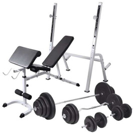 vidaXL 275376 - Banc d'entraînement avec support de poids jeu d'haltères 120 kg