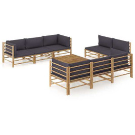 vidaXL 3058212 - 9 Piece Garden Lounge Set with Dark Cushions Bamboo