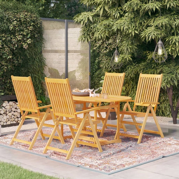 vidaXL 3059527 - 5 Piece Garden Dining Set Solid Teak Wood