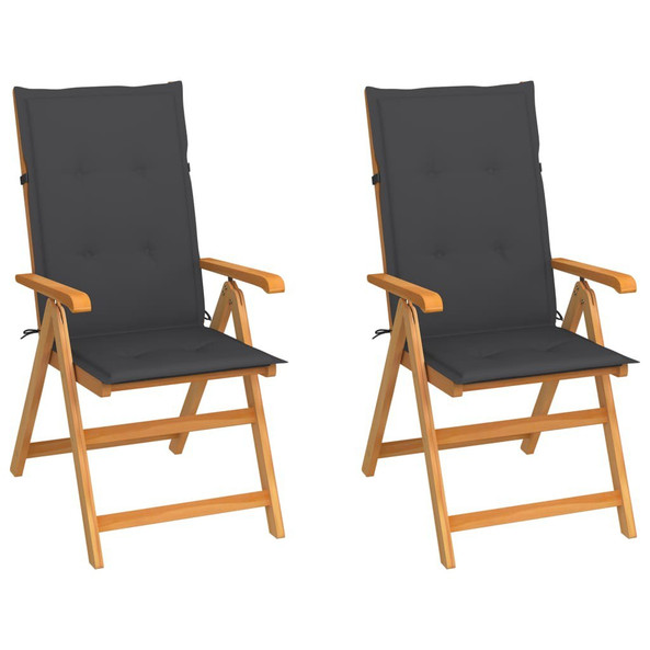 vidaXL 3062376 - Garden Chairs 2 pcs with Cushions Solid Teak Wood