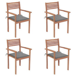 vidaXL 3062290 - Garden Chairs 4 pcs with Cushions Solid Teak Wood