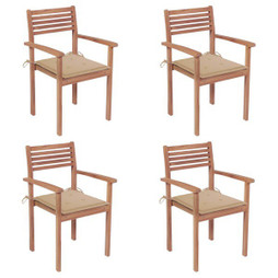 vidaXL 3062292 - Garden Chairs 4 pcs with Cushions Solid Teak Wood