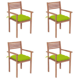 vidaXL 3062315 - Garden Chairs 4 pcs with Bright Cushions Solid Teak Wood