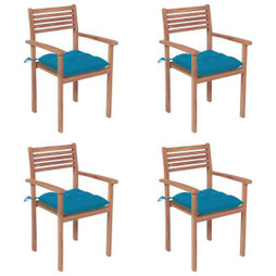 vidaXL 3062308 - Garden Chairs 4 pcs with Light Cushions Solid Teak Wood