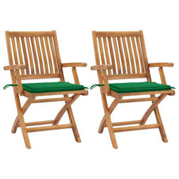 vidaXL 3062411 - Garden Chairs 2 pcs with Cushions Solid Teak Wood