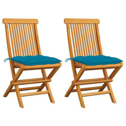 vidaXL 3062479 - Garden Chairs with Light Cushions 2 pcs Solid Teak Wood
