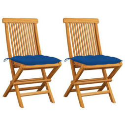 vidaXL 3062485 - Garden Chairs with Cushions 2 pcs Solid Teak Wood