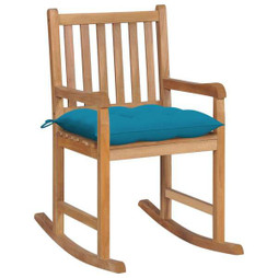vidaXL 3062776 - Rocking Chair with Light Blue Cushion Solid Teak Wood
