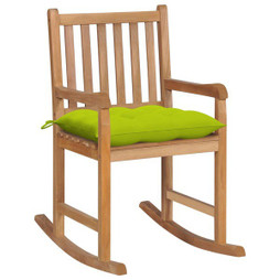 vidaXL 3062783 - Rocking Chair with Bright Green Cushion Solid Teak Wood