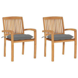 vidaXL 3063268 - Garden Chairs 2 pcs with Cushions Solid Teak Wood