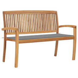vidaXL 3063280 - Stacking Garden Bench with Cushion 128.5 cm Solid Teak Wood