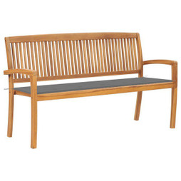 vidaXL 3063307 - Stacking Garden Bench with Cushion 159 cm Solid Teak Wood