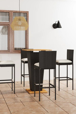 vidaXL 3064858 - 5 Piece Garden Bar Set with Cushions Poly Rattan