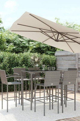 vidaXL 3187658 - 7 Piece Garden Bar Set Poly Rattan