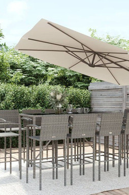 vidaXL 3187664 - 11 Piece Garden Bar Set Poly Rattan