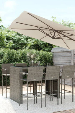 vidaXL 3187670 - 7 Piece Garden Bar Set Poly Rattan