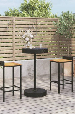 vidaXL 3187714 - 3 Piece Garden Bar Set Poly Rattan&Solid Wood Acacia