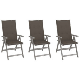 vidaXL 3064736 - Garden Reclining Chairs 3 pcs with Cushions Solid Acacia Wood