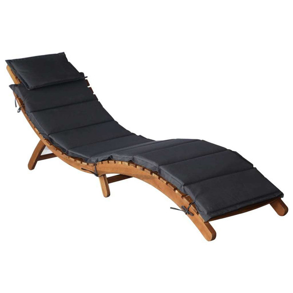 vidaXL 46651 - Sun Lounger with Cushion Solid Acacia Wood Dark