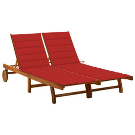 vidaXL 3061380 - 2-Person Garden Sun Lounger with Cushions Solid Acacia Wood
