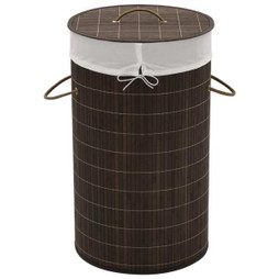 vidaXL 242724 - Panier à linge rond en bambou Marron foncé