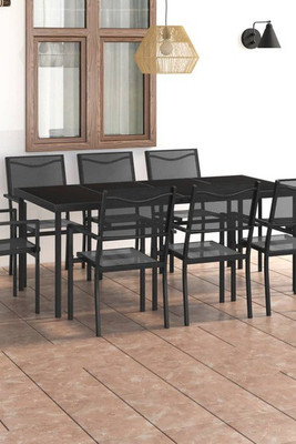 vidaXL 3073519 - 9 Piece Outdoor Dining Set Steel