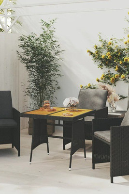 vidaXL 318692 - Garden Table 70x70x72 cm Poly Rattan & Solid Acacia Wood