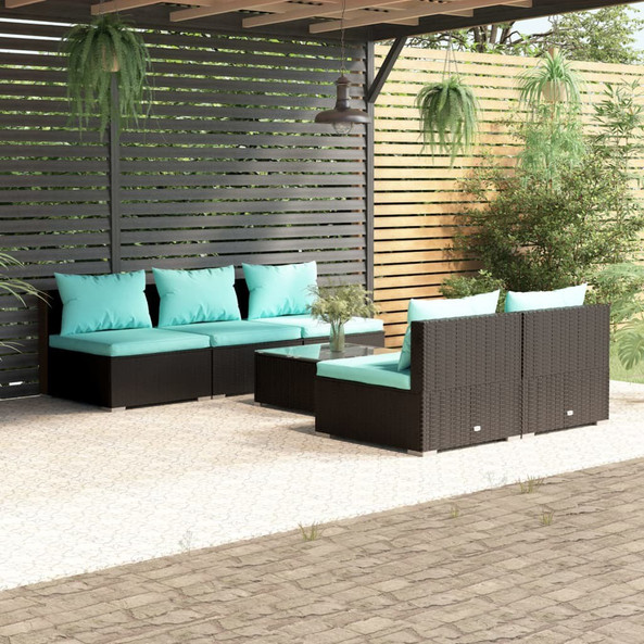 vidaXL 3101449 - 6 Piece Garden Lounge Set with Cushions Poly Rattan