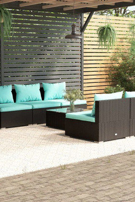 vidaXL 3101449 - 6 Piece Garden Lounge Set with Cushions Poly Rattan