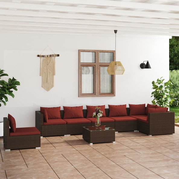 vidaXL 3102347 - 8 Piece Garden Lounge Set with Cushions Poly Rattan
