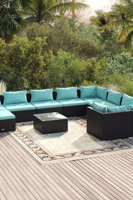 vidaXL 3102689 - 11 Piece Garden Lounge Set with Cushions Poly Rattan