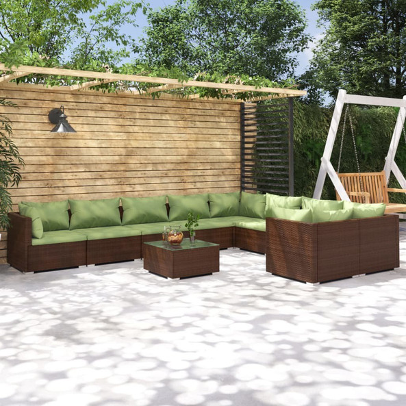 vidaXL 3102772 - 10 Piece Garden Lounge Set with Cushions Poly Rattan