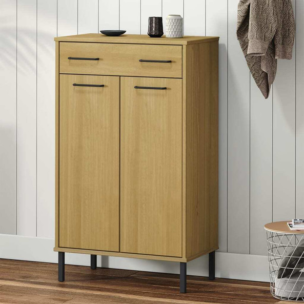 vidaXL 350985 - Shoe Rack with Metal Legs Solid Wood Pine OSLO