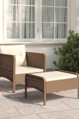 vidaXL 319677 - 2 Piece Garden Lounge Set with Cushions Poly Rattan