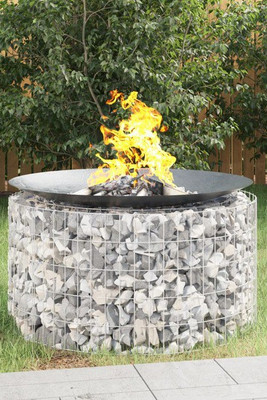vidaXL 153560 - Gabion Fire Pit Ø 100 cm Galvanised Iron