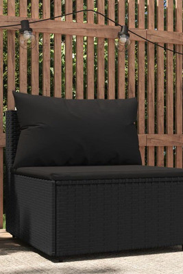 vidaXL 319785 - Garden Middle Sofa with Cushions Poly Rattan