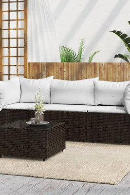 vidaXL 319751 - 4 Piece Garden Lounge Set with Cushions Poly Rattan