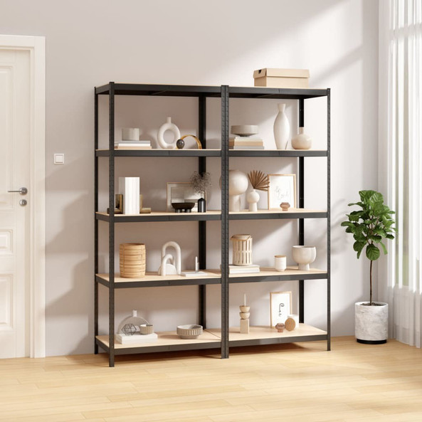 vidaXL 3154159 - 5-Layer Shelves 2 pcs Steel&Engineered Wood