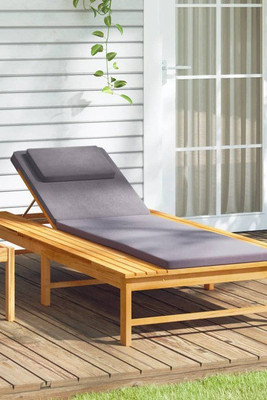 vidaXL 362154 - Sun Lounger with Dark Cushion and Pillow Solid Wood Acacia