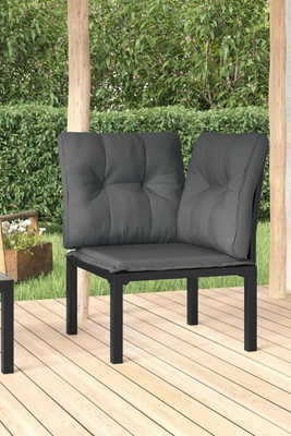 vidaXL 362797 - Garden Corner Chair with Cushions and Grey Poly Rattan