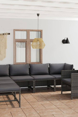 vidaXL 3059758 - 7 Piece Garden Lounge Set with Cushions Poly Rattan