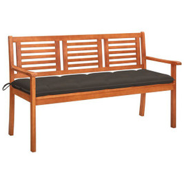 vidaXL 3061019 - 3-Seater Garden Bench with Cushion 150 cm Solid Eucalyptus Wood