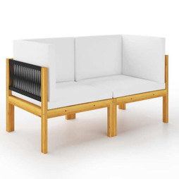 vidaXL 3068853 - 2-seater Garden Bench with Cushions Solid Acacia Wood