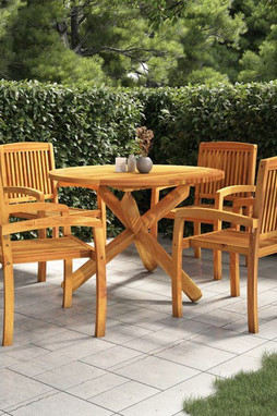 vidaXL 3073202 - 5 Piece Garden Dining Set Solid Wood Teak