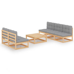 vidaXL 3076359 - 6 Piece Garden Lounge Set with Cushions Solid Wood Pine