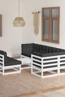 vidaXL 3076660 - 8 Piece Garden Lounge Set with Cushions Solid Wood Pine