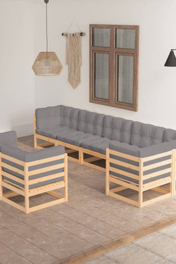vidaXL 3076704 - 8 Piece Garden Lounge Set with Cushions Solid Wood Pine