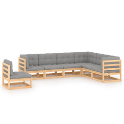 vidaXL 3076814 - 7 Piece Garden Lounge Set with Cushions Solid Wood Pine
